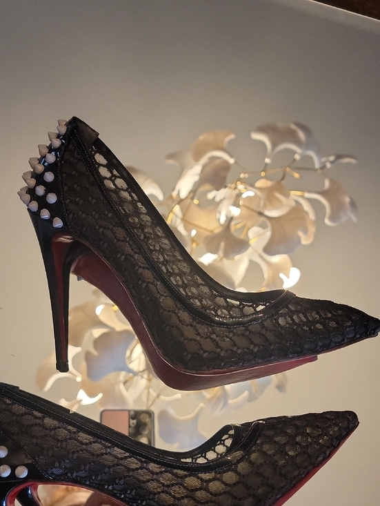 Christian Louboutin Guni Pump Black Patent Leather,Net With White Spikes 100 main image 1
